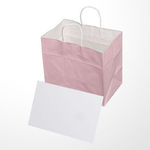 カラー紙袋(ピンク)底板付き。アレンジメントやギフトに 1