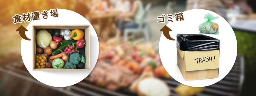 ゴミ箱・食材置き場に利用する