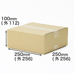 【250mm角】正方形ダンボール箱 深さ100mm