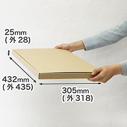【宅配80サイズ】薄型ダンボール箱 A3サイズ対応 深さ25mm まとめ買い